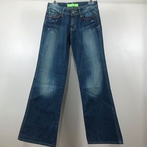 Color maple wide leg purple bead embellished jeans